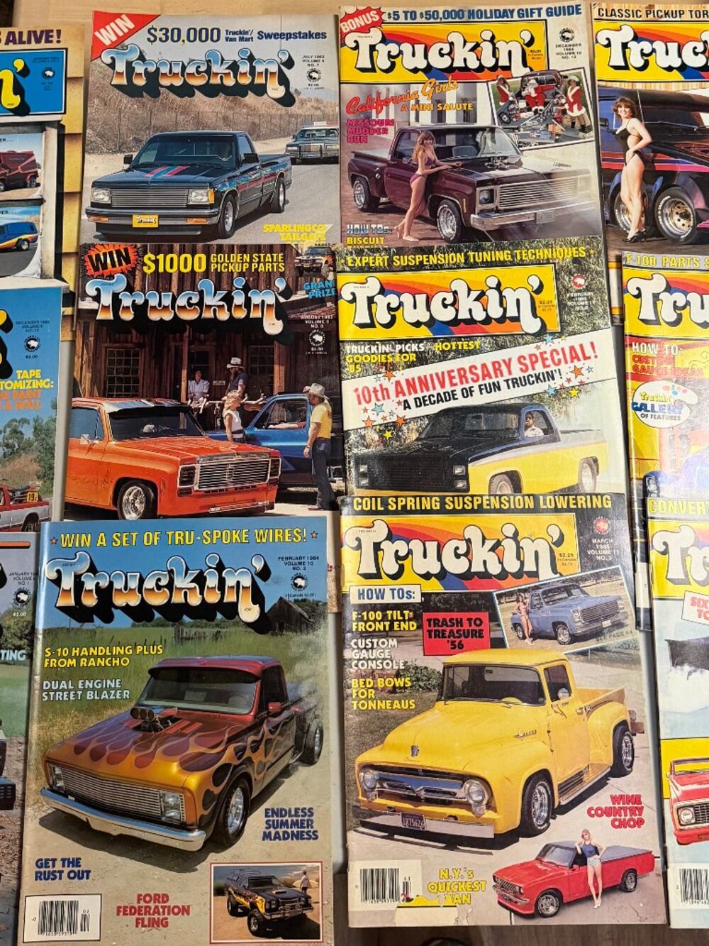 Lot of 12 Vintage 1980s Truckin' Automotive Magazine Bundle Custom Pickups Vans